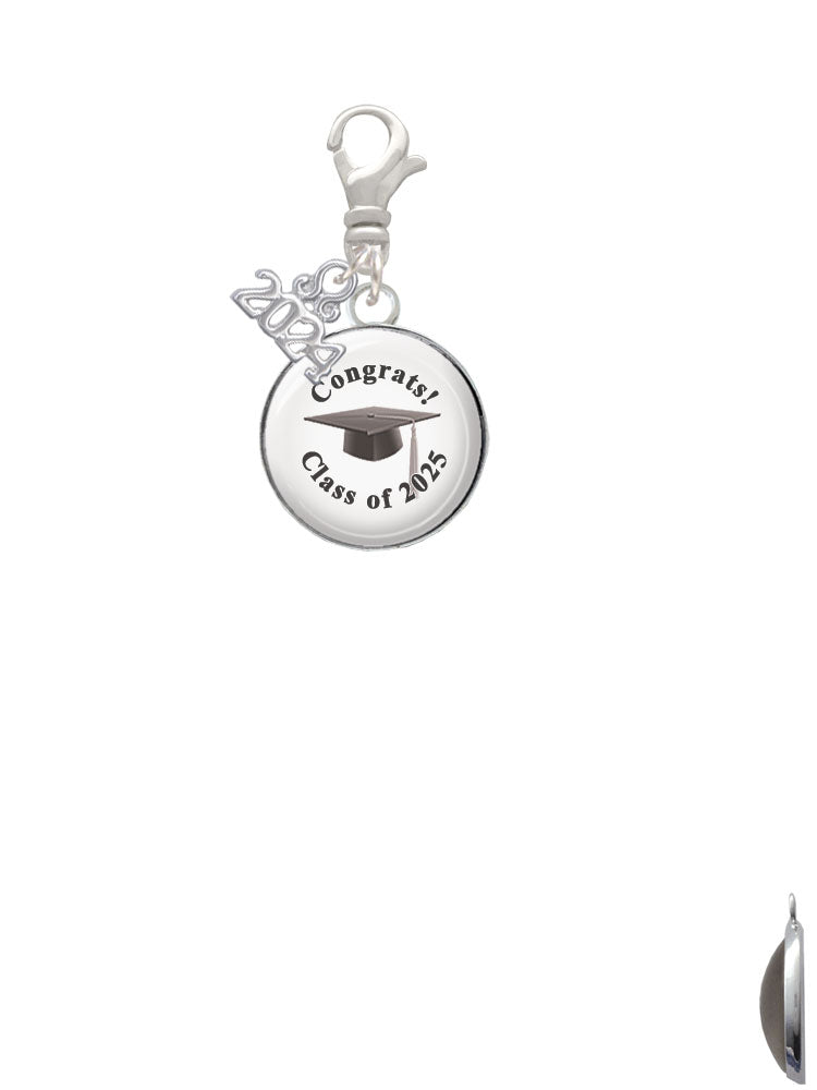 Delight Jewelry Silvertone Domed Class of Clip on Charm with Year 2024 Image 2