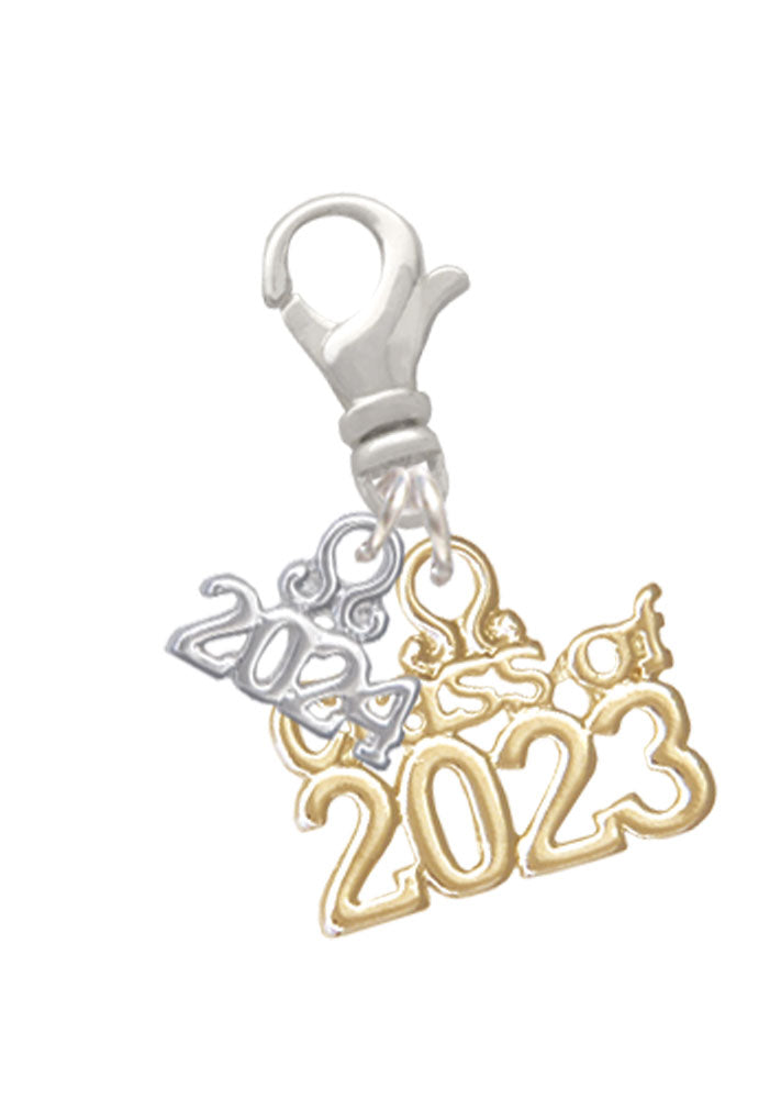 Delight Jewelry Goldtone Class of Clip on Charm with Year 2024 Image 1