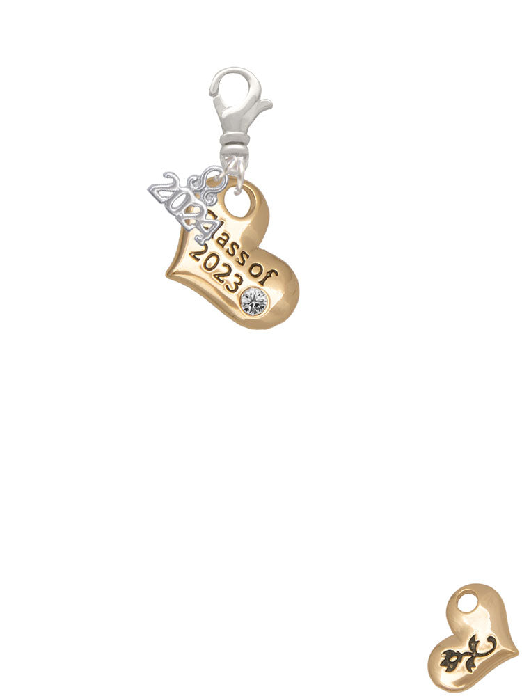 Delight Jewelry Goldtone Class of Heart Clip on Charm with Year 2024 Image 2