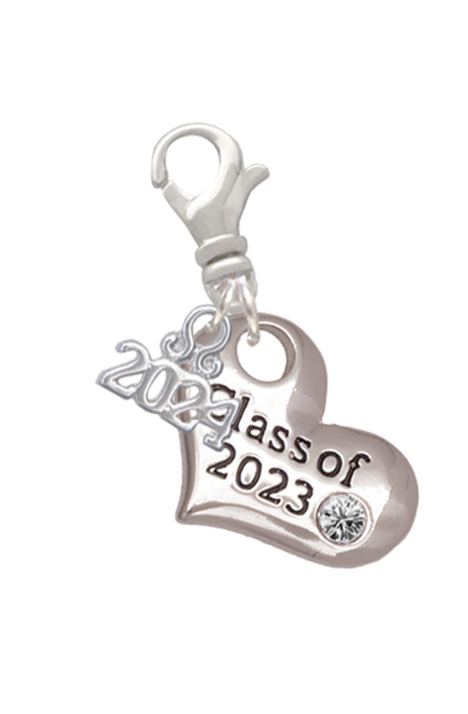 Delight Jewelry Silvertone Class of Heart Clip on Charm with Year 2024 Image 1