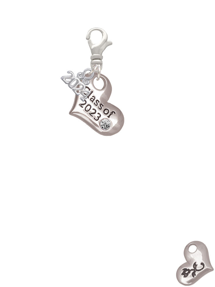 Delight Jewelry Silvertone Class of Heart Clip on Charm with Year 2024 Image 2
