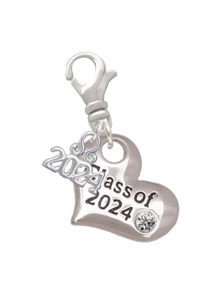 Delight Jewelry Silvertone Class of Heart Clip on Charm with Year 2024 Image 4