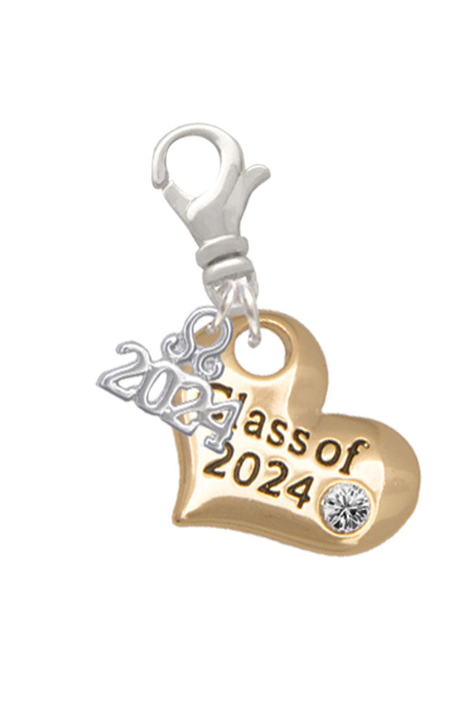 Delight Jewelry Goldtone Class of Heart Clip on Charm with Year 2024 Image 4