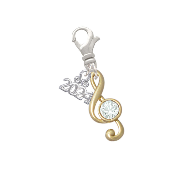 Delight Jewelry Plated Medium Clef with Crystal Clip on Charm with Year 2024 Image 4