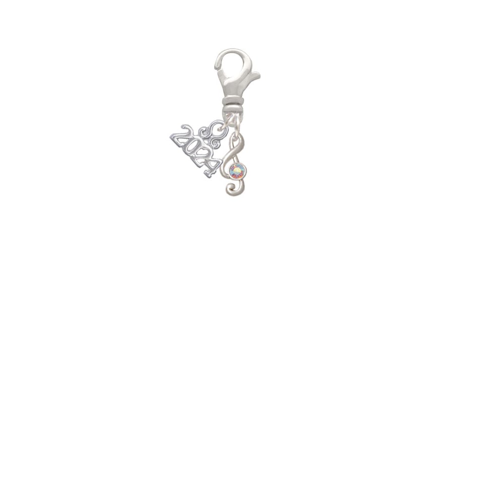 Delight Jewelry Plated Mini Clef with Crystal Clip on Charm with Year 2024 Image 2