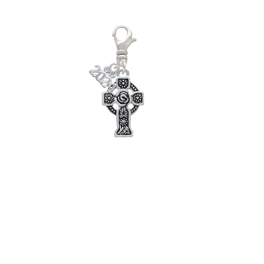 Delight Jewelry Plated Large Celtic Cross Clip on Charm with Year 2024 Image 2