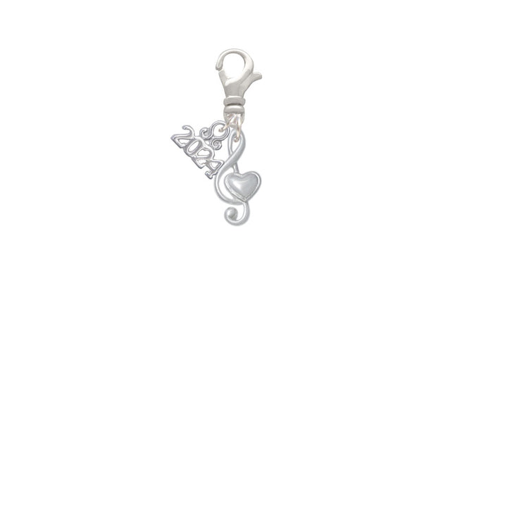 Delight Jewelry Plated Medium Clef with Heart Clip on Charm with Year 2024 Image 2