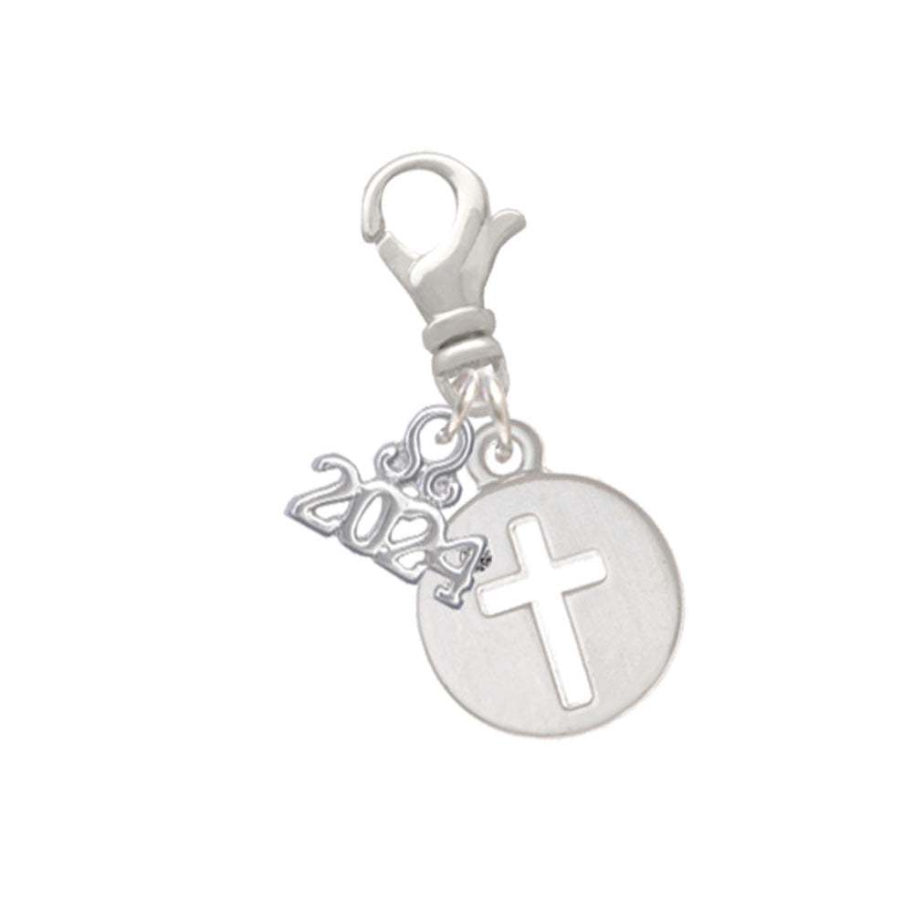 Delight Jewelry Plated Cross Silhouette Clip on Charm with Year 2024 Image 1