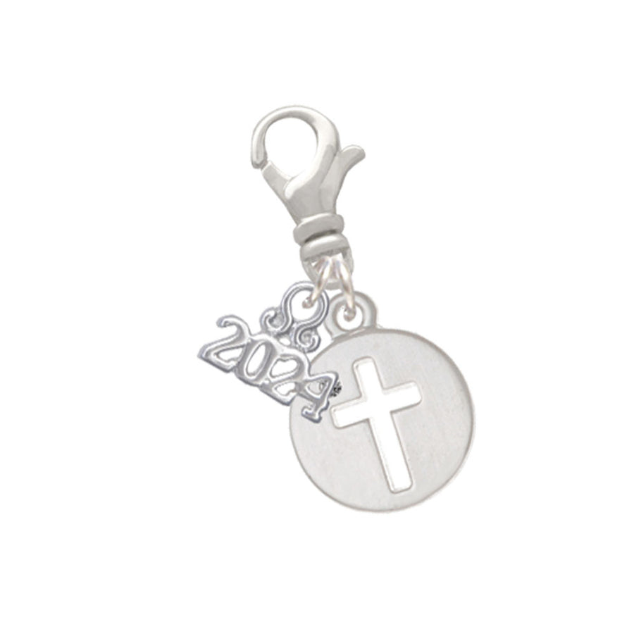 Delight Jewelry Plated Cross Silhouette Clip on Charm with Year 2024 Image 1