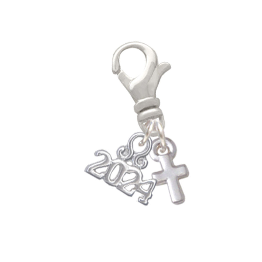 Delight Jewelry Super Mini Simple Cross Clip on Charm with Year 2024 Image 1