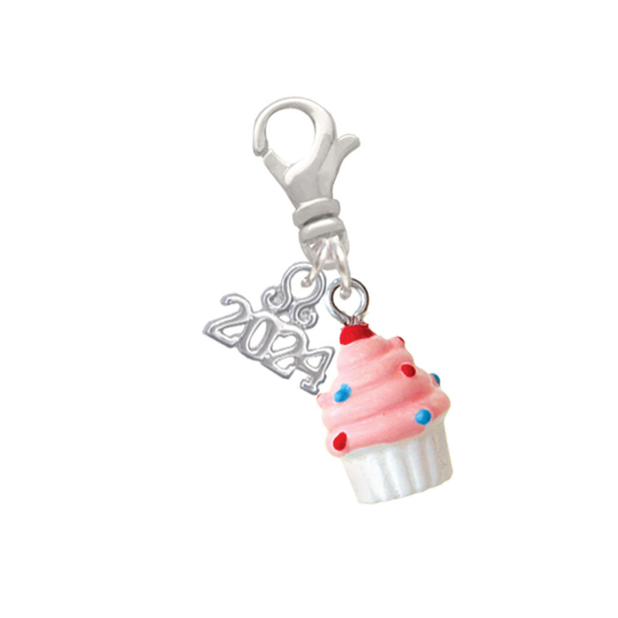 Delight Jewelry Resin Mini Cupcake with Frosting Clip on Charm with Year 2024 Image 1