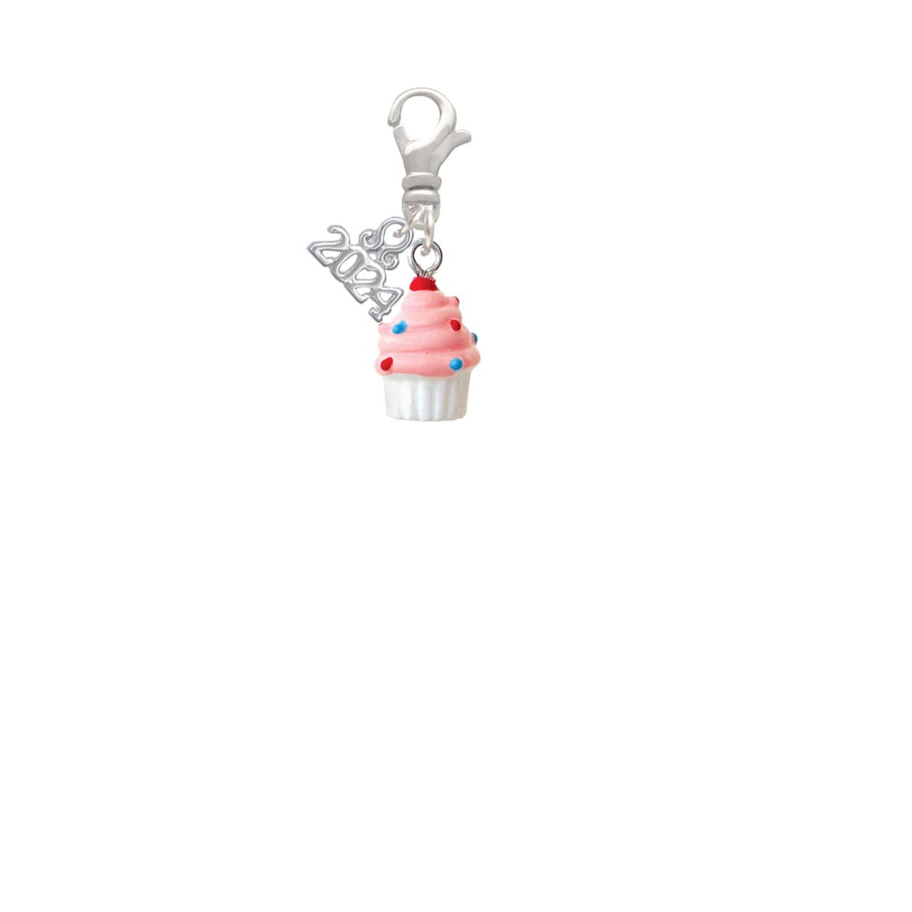 Delight Jewelry Resin Mini Cupcake with Frosting Clip on Charm with Year 2024 Image 2