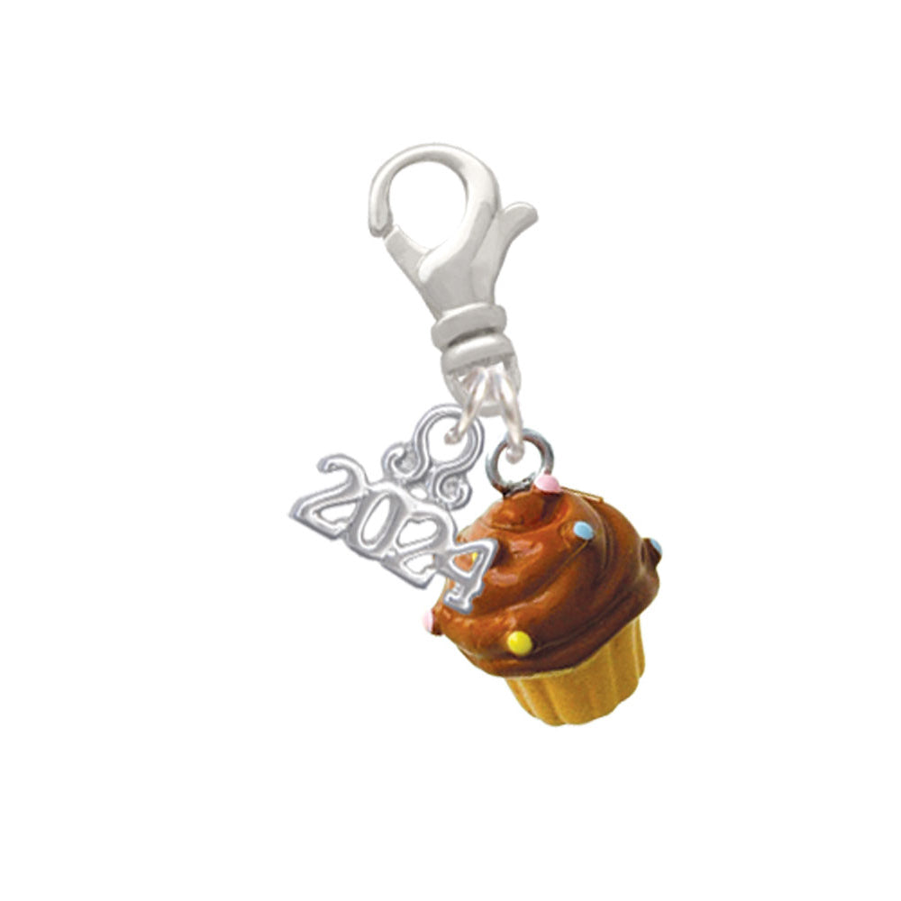 Delight Jewelry Resin Mini Cupcake with Frosting Clip on Charm with Year 2024 Image 1