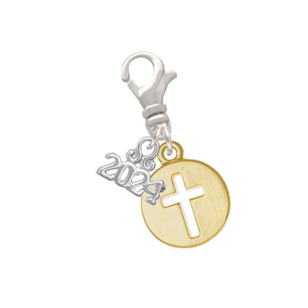 Delight Jewelry Plated Cross Silhouette Clip on Charm with Year 2024 Image 4