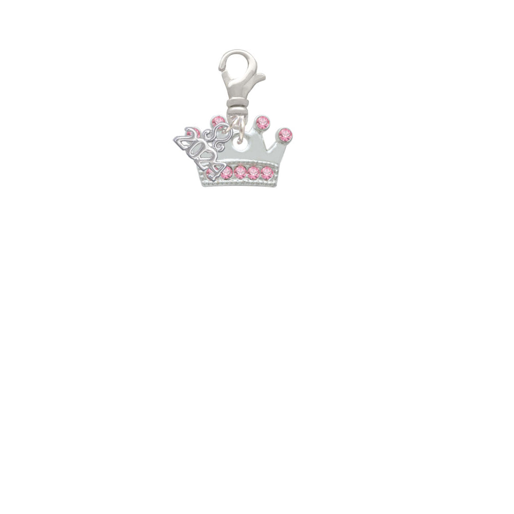 Delight Jewelry Silvertone Crown with Crystals Clip on Charm with Year 2024 Image 2