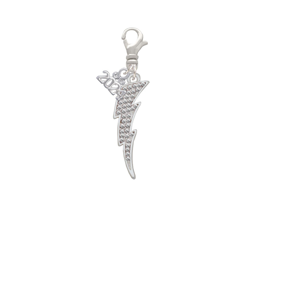 Delight Jewelry Silvertone Large Crystal Lightning Bolt Clip on Charm with Year 2024 Image 2