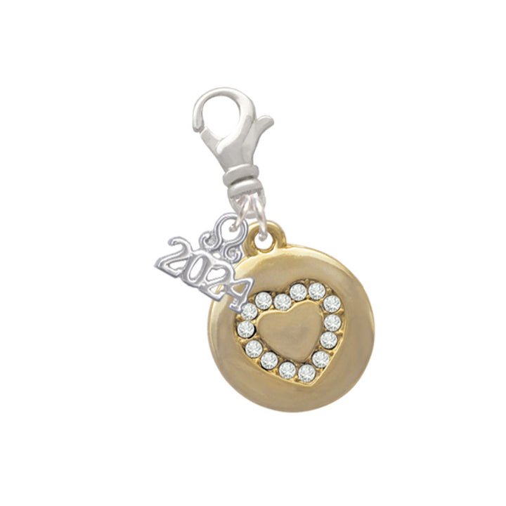 Delight Jewelry Disc with Crystal Heart Clip on Charm with Year 2024 Image 1
