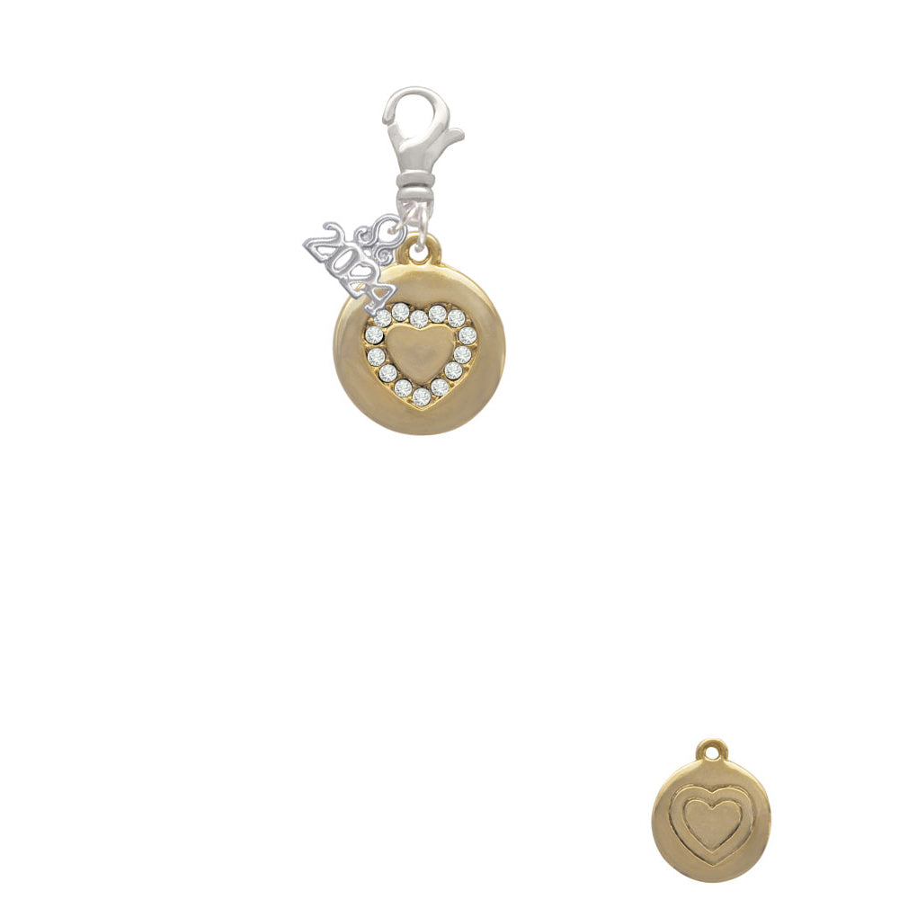 Delight Jewelry Disc with Crystal Heart Clip on Charm with Year 2024 Image 2