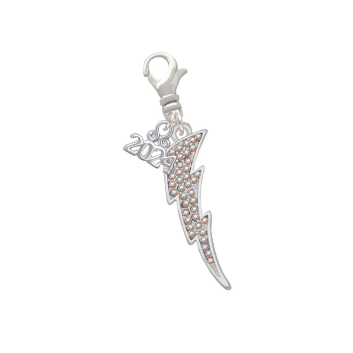 Delight Jewelry Silvertone Large Crystal Lightning Bolt Clip on Charm with Year 2024 Image 4