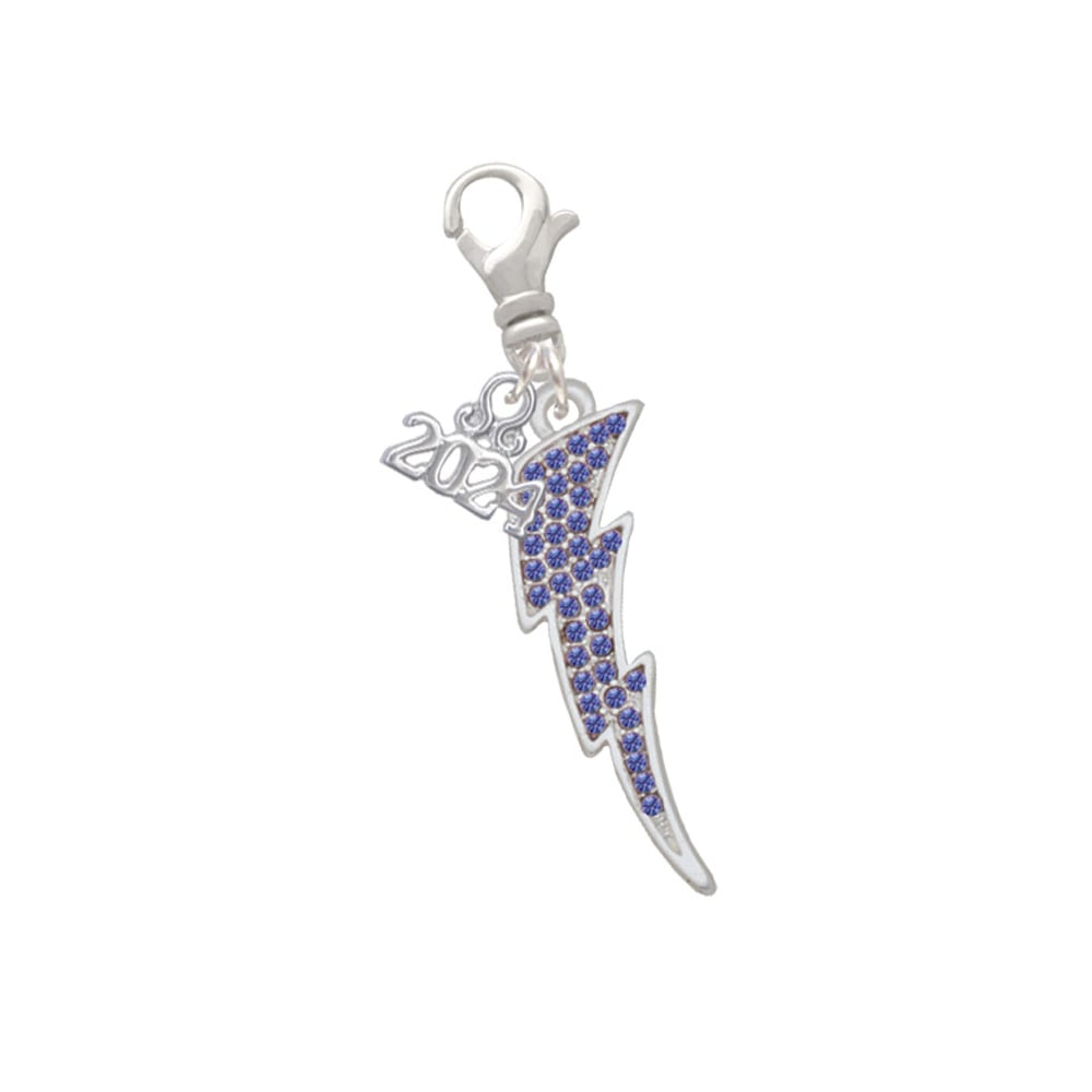 Delight Jewelry Silvertone Large Crystal Lightning Bolt Clip on Charm with Year 2024 Image 1