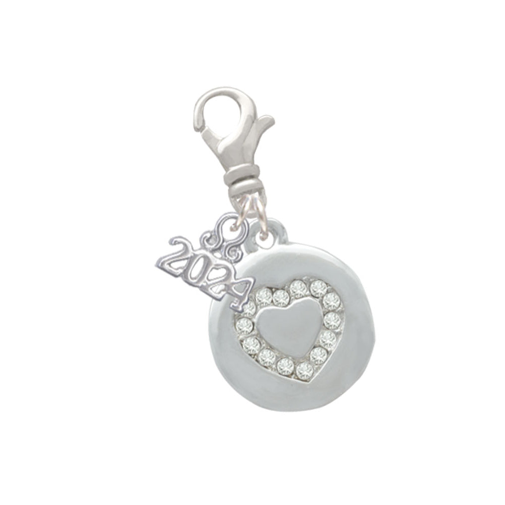 Delight Jewelry Disc with Crystal Heart Clip on Charm with Year 2024 Image 4