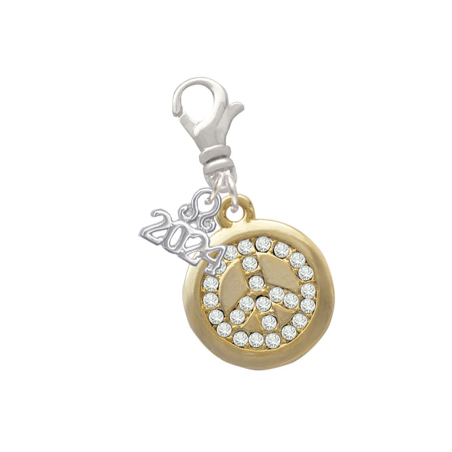 Delight Jewelry Disc with Crystal Peace Sign Clip on Charm with Year 2024 Image 1