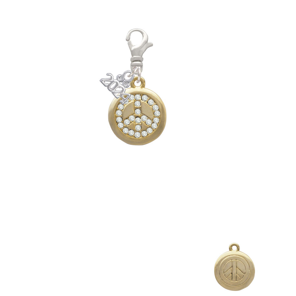 Delight Jewelry Disc with Crystal Peace Sign Clip on Charm with Year 2024 Image 2