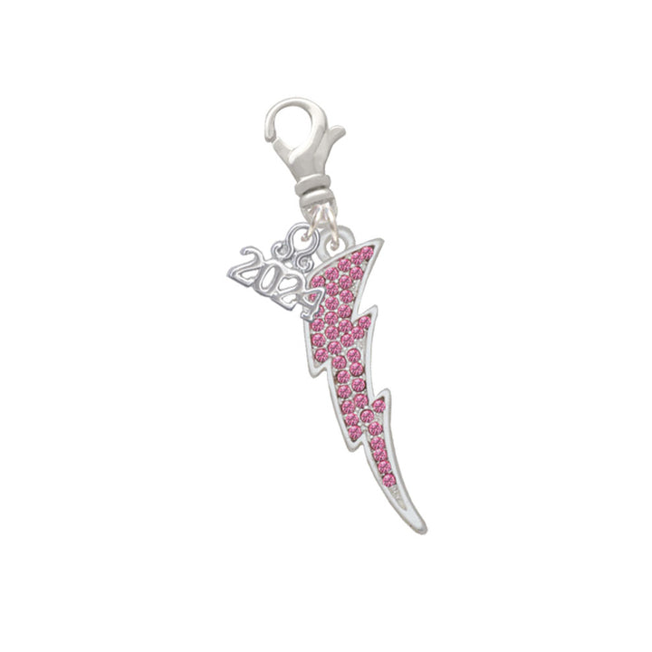 Delight Jewelry Silvertone Large Crystal Lightning Bolt Clip on Charm with Year 2024 Image 1