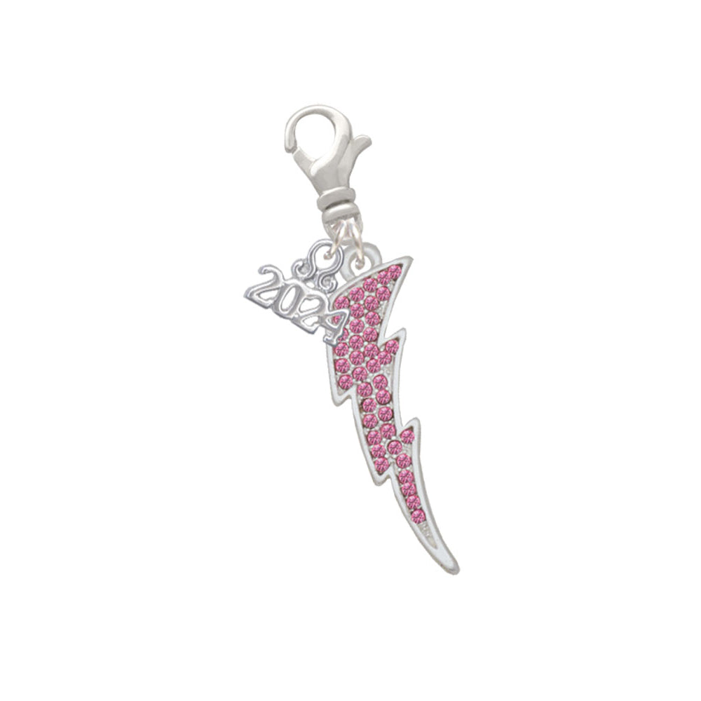 Delight Jewelry Silvertone Large Crystal Lightning Bolt Clip on Charm with Year 2024 Image 7