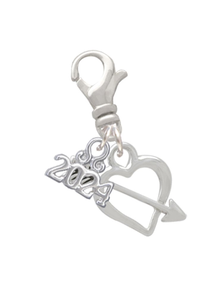 Delight Jewelry Plated Open Cupids Heart Clip on Charm with Year 2024 Image 1