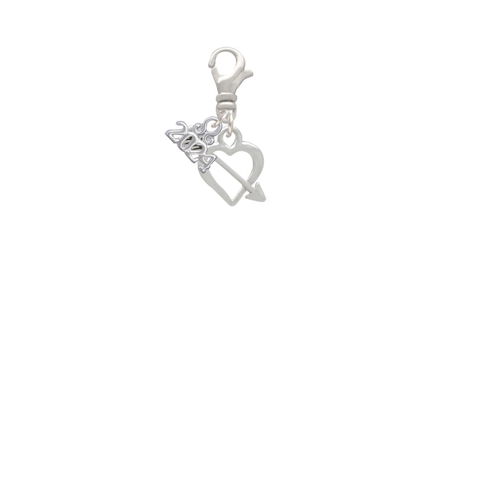 Delight Jewelry Plated Open Cupids Heart Clip on Charm with Year 2024 Image 2