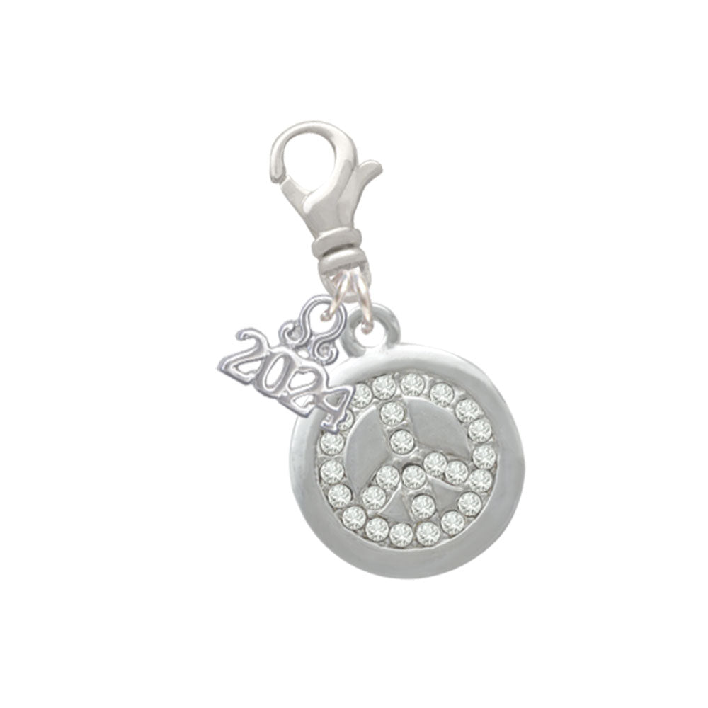 Delight Jewelry Disc with Crystal Peace Sign Clip on Charm with Year 2024 Image 4