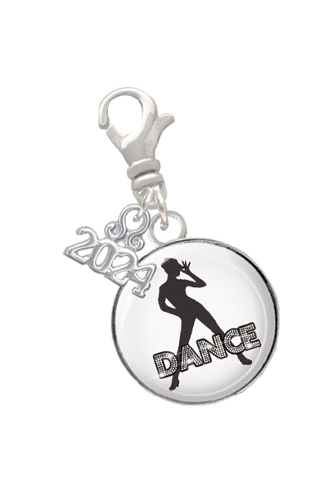 Delight Jewelry Silvertone Domed Dance Clip on Charm with Year 2024 Image 1