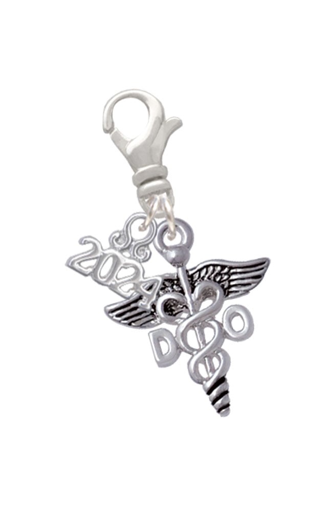 Delight Jewelry Silvertone Caduceus - Doctor Clip on Charm with Year 2024 Image 1