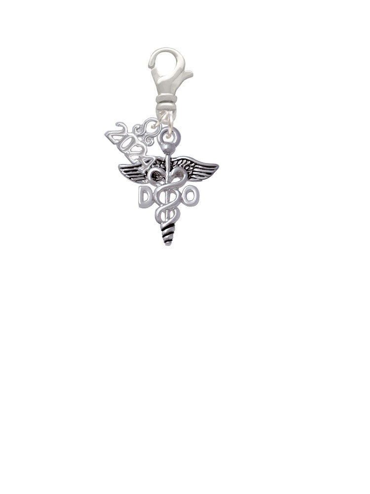 Delight Jewelry Silvertone Caduceus - Doctor Clip on Charm with Year 2024 Image 2