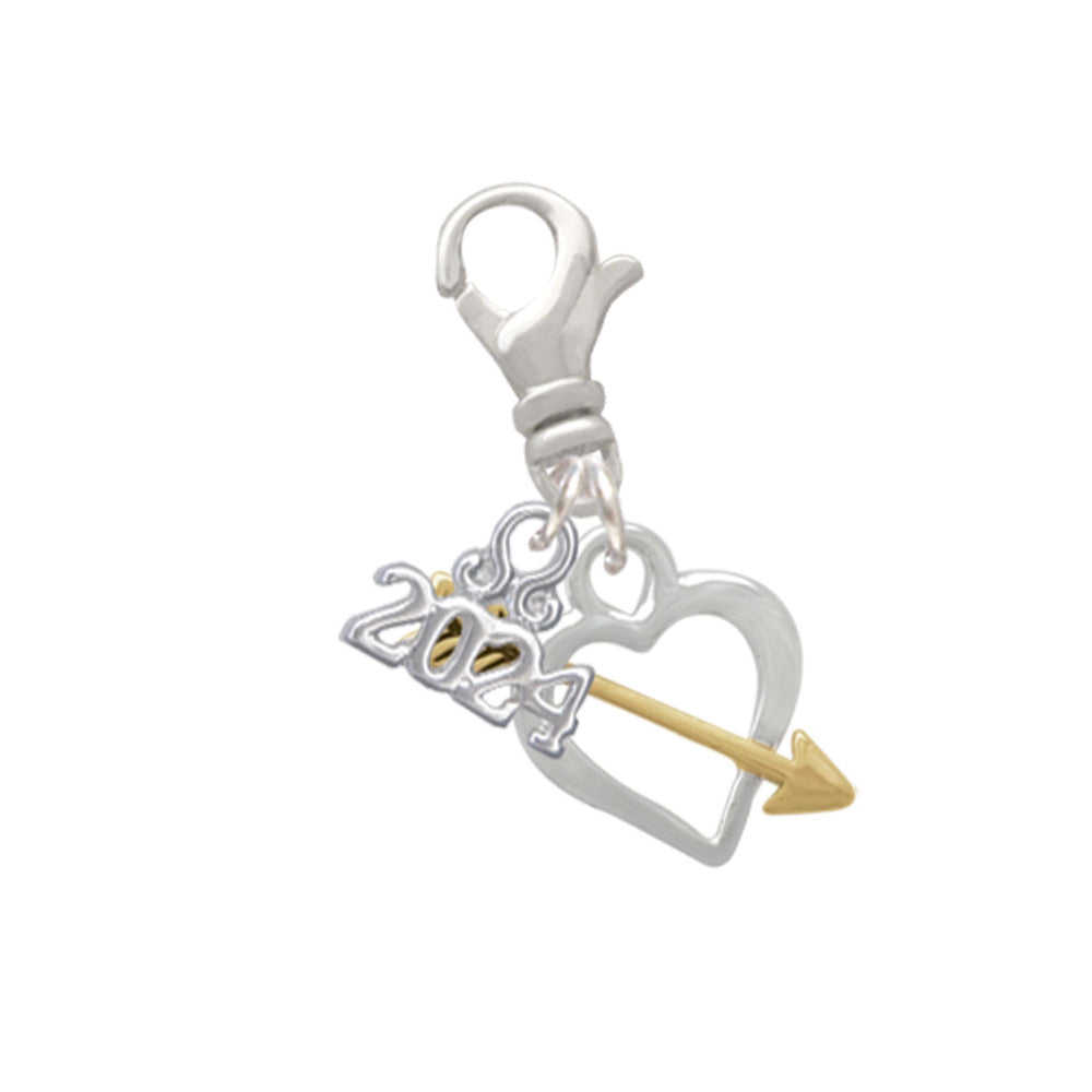 Delight Jewelry Plated Open Cupids Heart Clip on Charm with Year 2024 Image 4