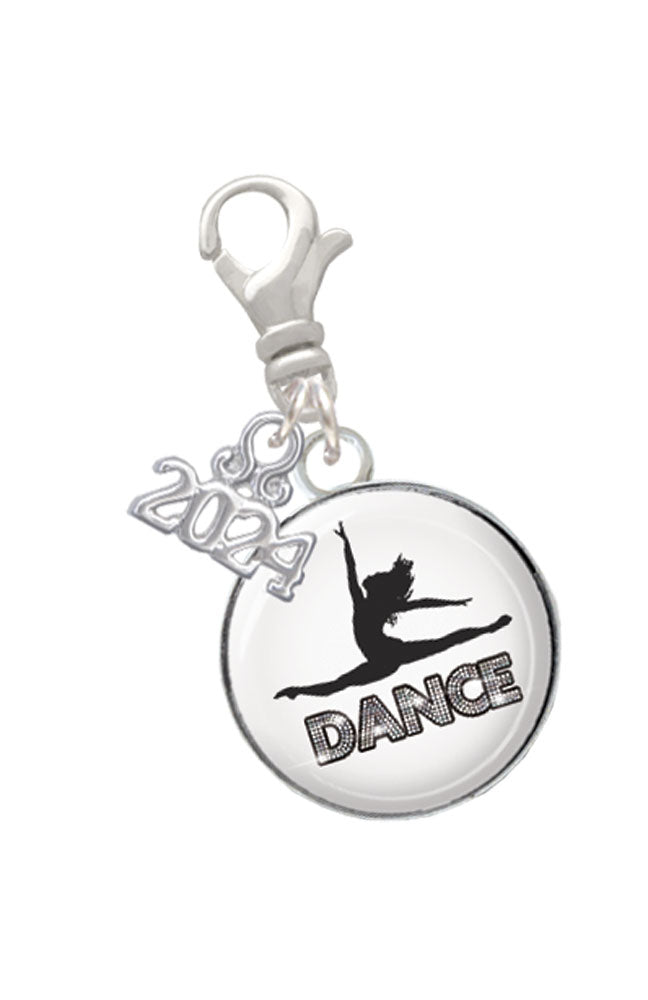 Delight Jewelry Silvertone Domed Dance Clip on Charm with Year 2024 Image 4