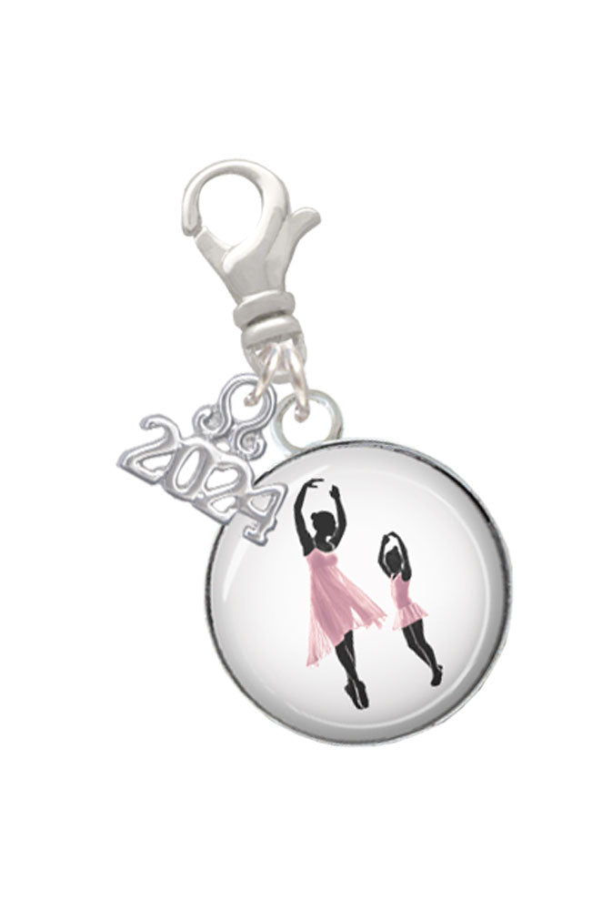Delight Jewelry Silvertone Domed Dance Clip on Charm with Year 2024 Image 6