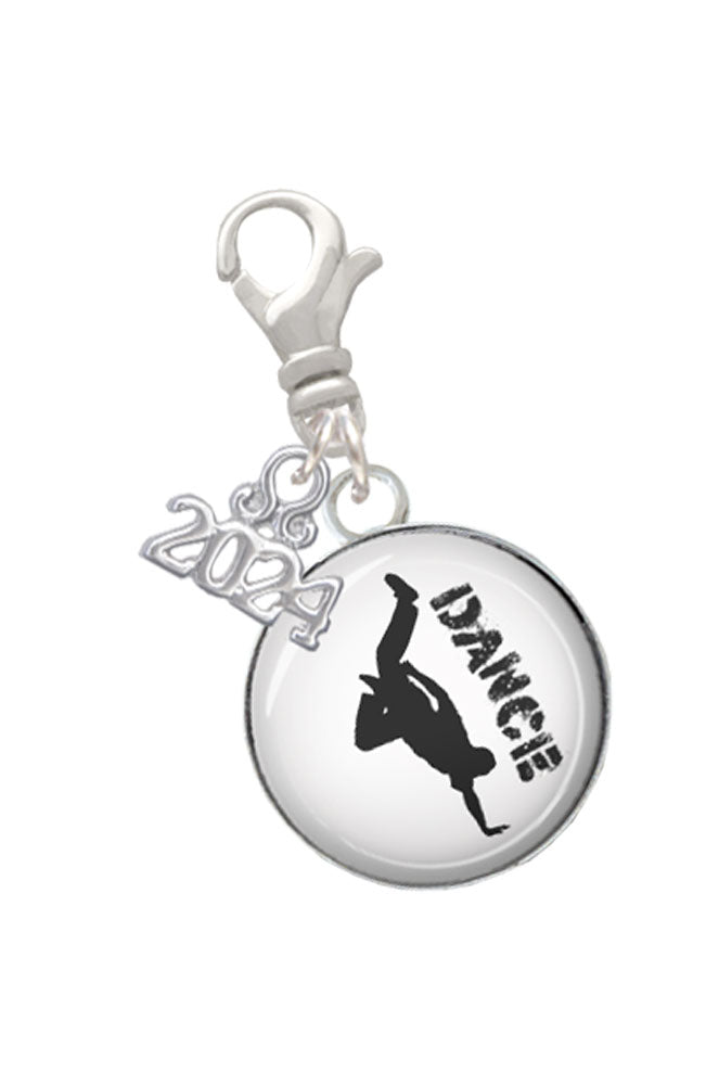 Delight Jewelry Silvertone Domed Dance Clip on Charm with Year 2024 Image 7