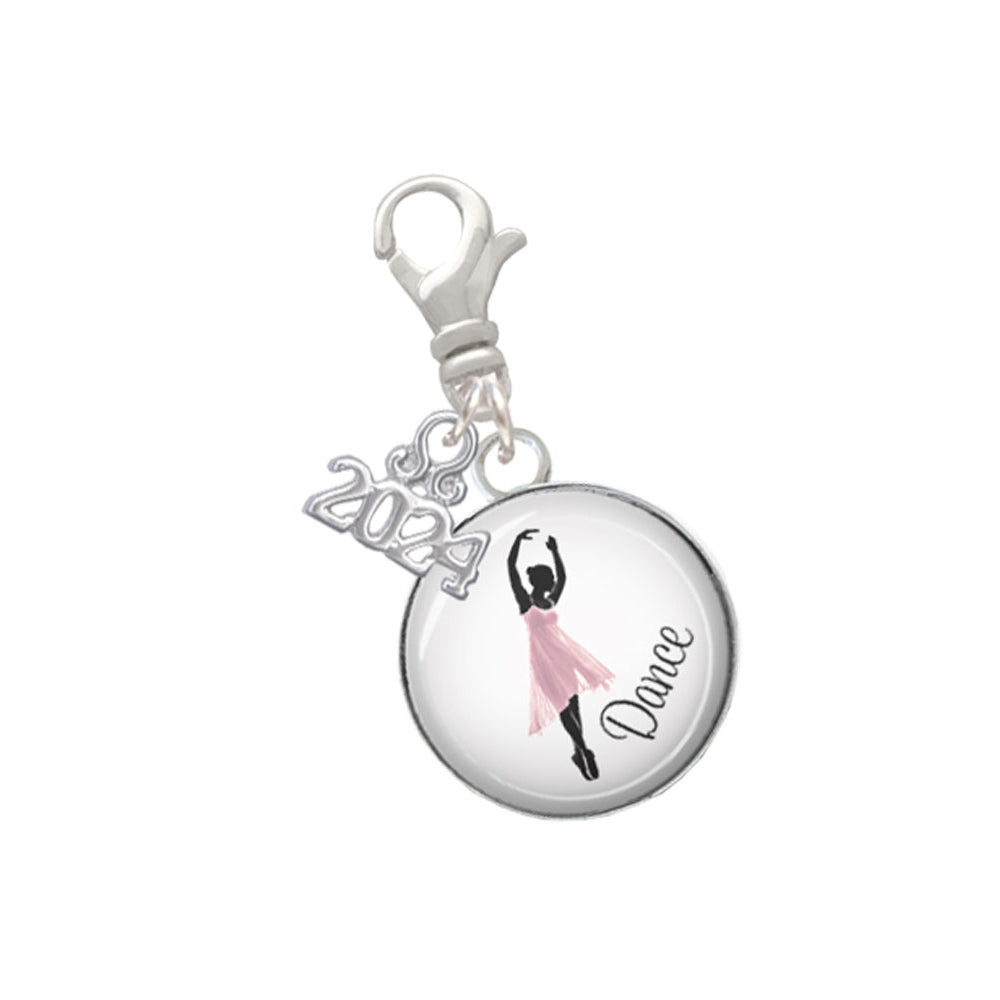 Delight Jewelry Silvertone Domed Dance Clip on Charm with Year 2024 Image 8