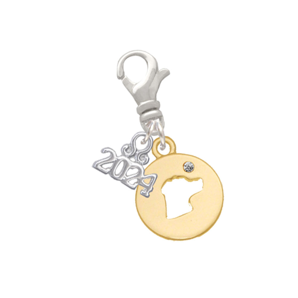 Delight Jewelry Plated Dog Head Silhouette Clip on Charm with Year 2024 Image 4