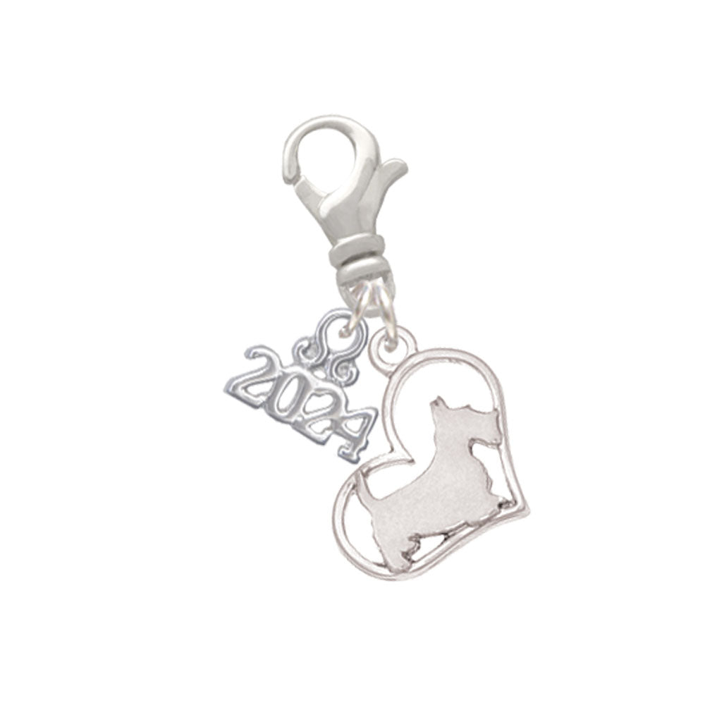 Delight Jewelry Silvertone Dog Breed Silhouette Heart Clip on Charm with Year 2024 Image 7