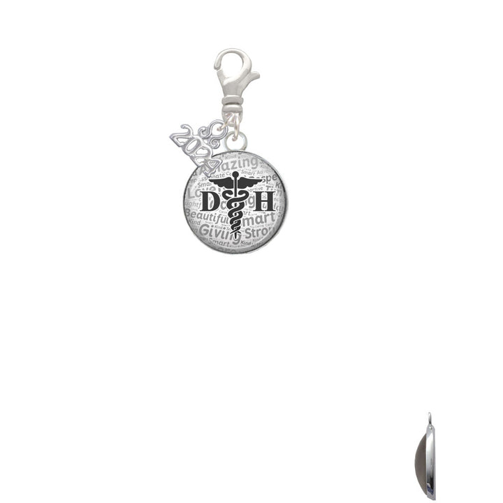 Delight Jewelry Silvertone Domed DH Clip on Charm with Year 2024 Image 2