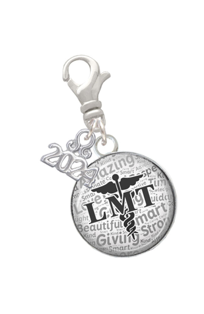Delight Jewelry Silvertone Domed LMT Clip on Charm with Year 2024 Image 1