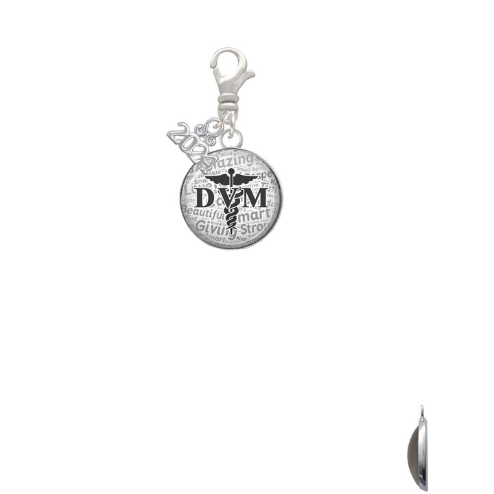 Delight Jewelry Silvertone Domed DVM Clip on Charm with Year 2024 Image 2