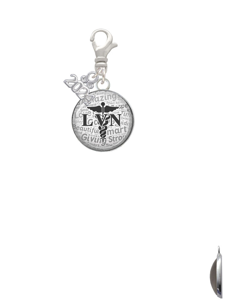 Delight Jewelry Silvertone Domed LVN Clip on Charm with Year 2024 Image 2