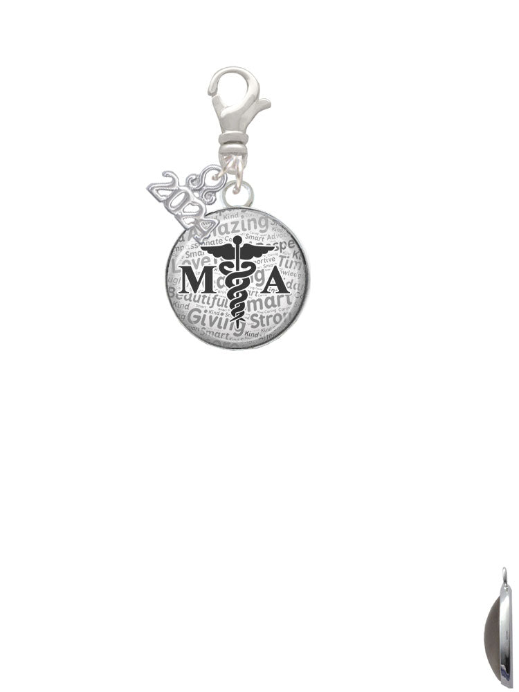 Delight Jewelry Silvertone Domed MA Clip on Charm with Year 2024 Image 2