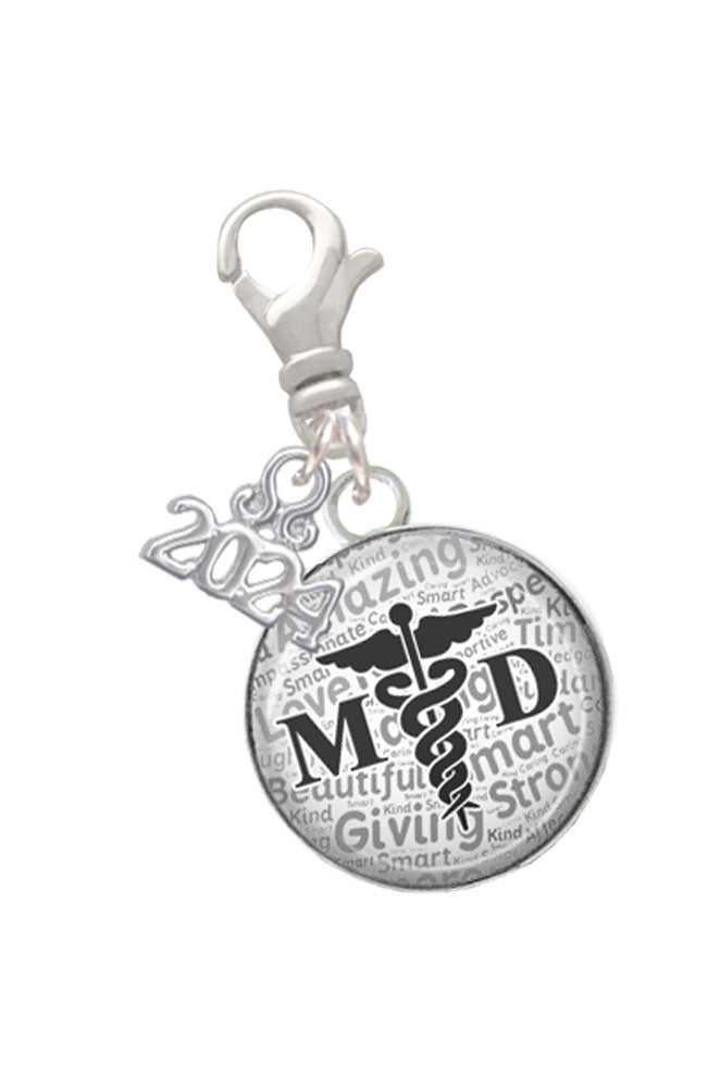 Delight Jewelry Silvertone Domed MD Clip on Charm with Year 2024 Image 1