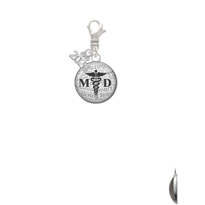 Delight Jewelry Silvertone Domed MD Clip on Charm with Year 2024 Image 2
