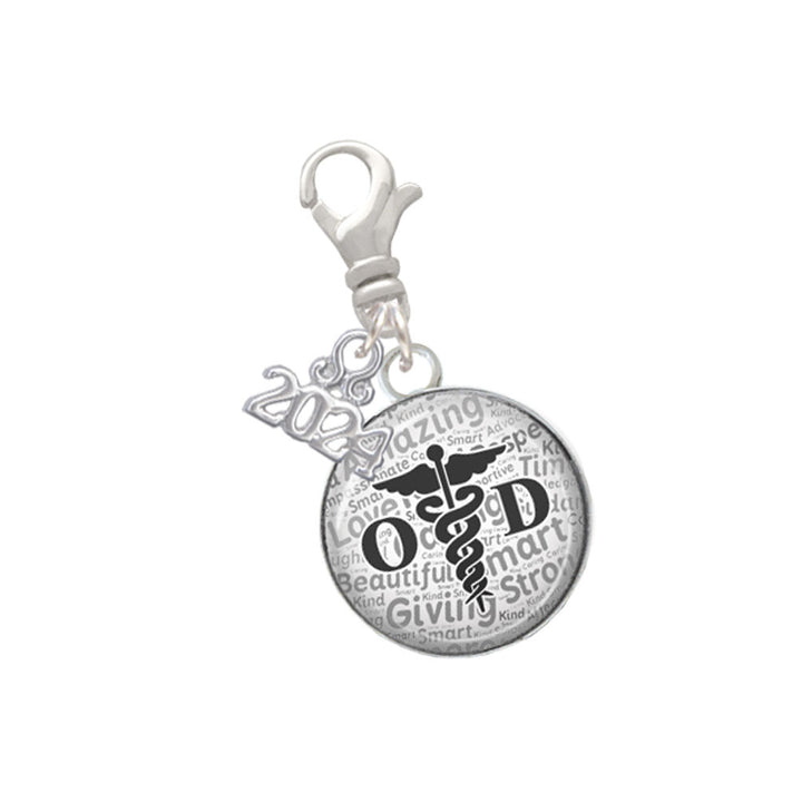 Delight Jewelry Silvertone Domed OD Clip on Charm with Year 2024 Image 1